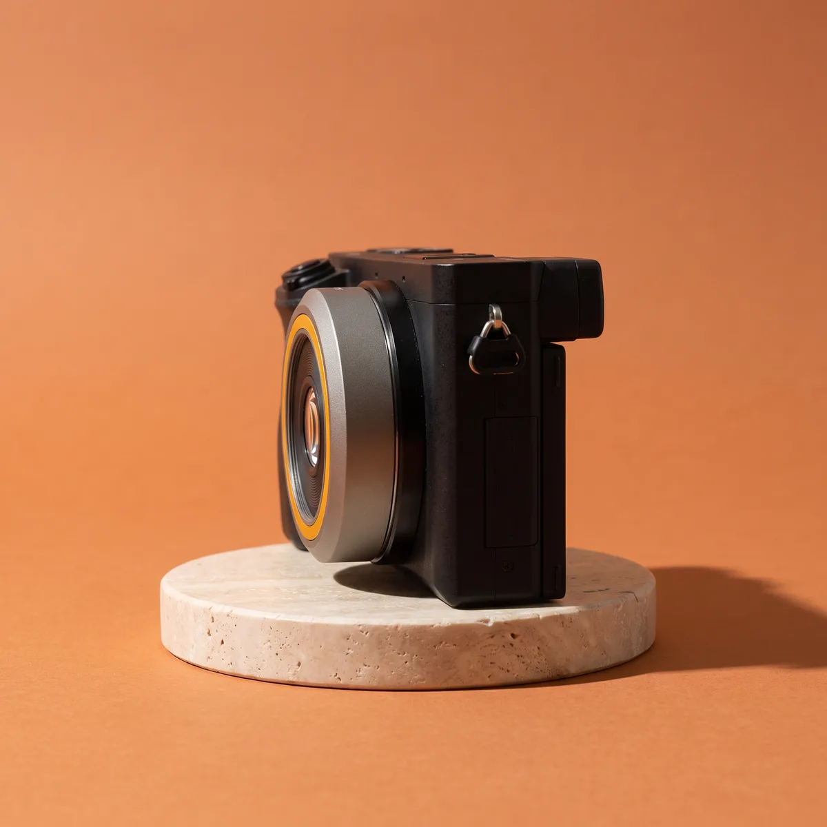 The Snapshot Lens on a small black mirrorless camera